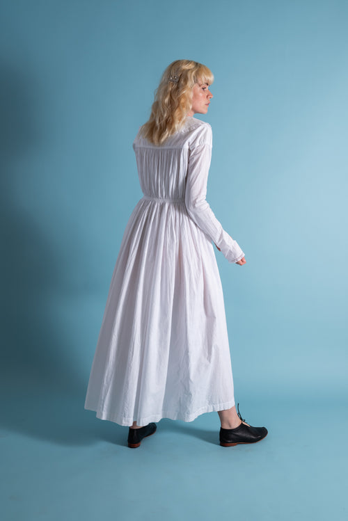1870s Handmade Cartridge Pleated Wrapper Dress [xs/sm]