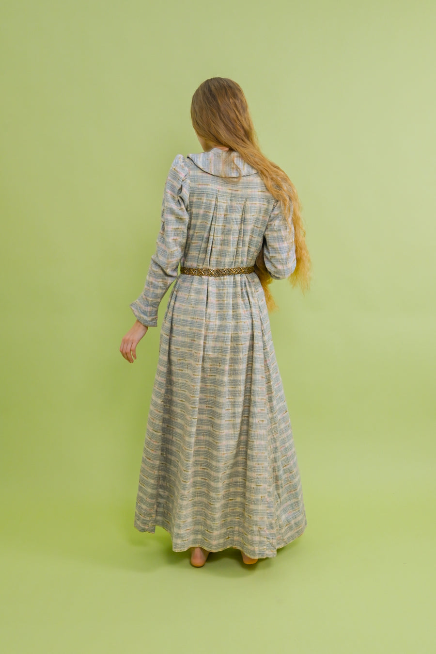 1890s Pastel Flannel Watteau Back Dressing Gown [xs/sm/med]