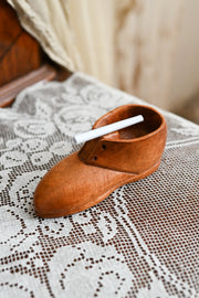 Antique Hand Carved Folk Art Shoe Ashtray