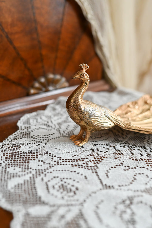 Midcentury Brass Peacock Catchalls