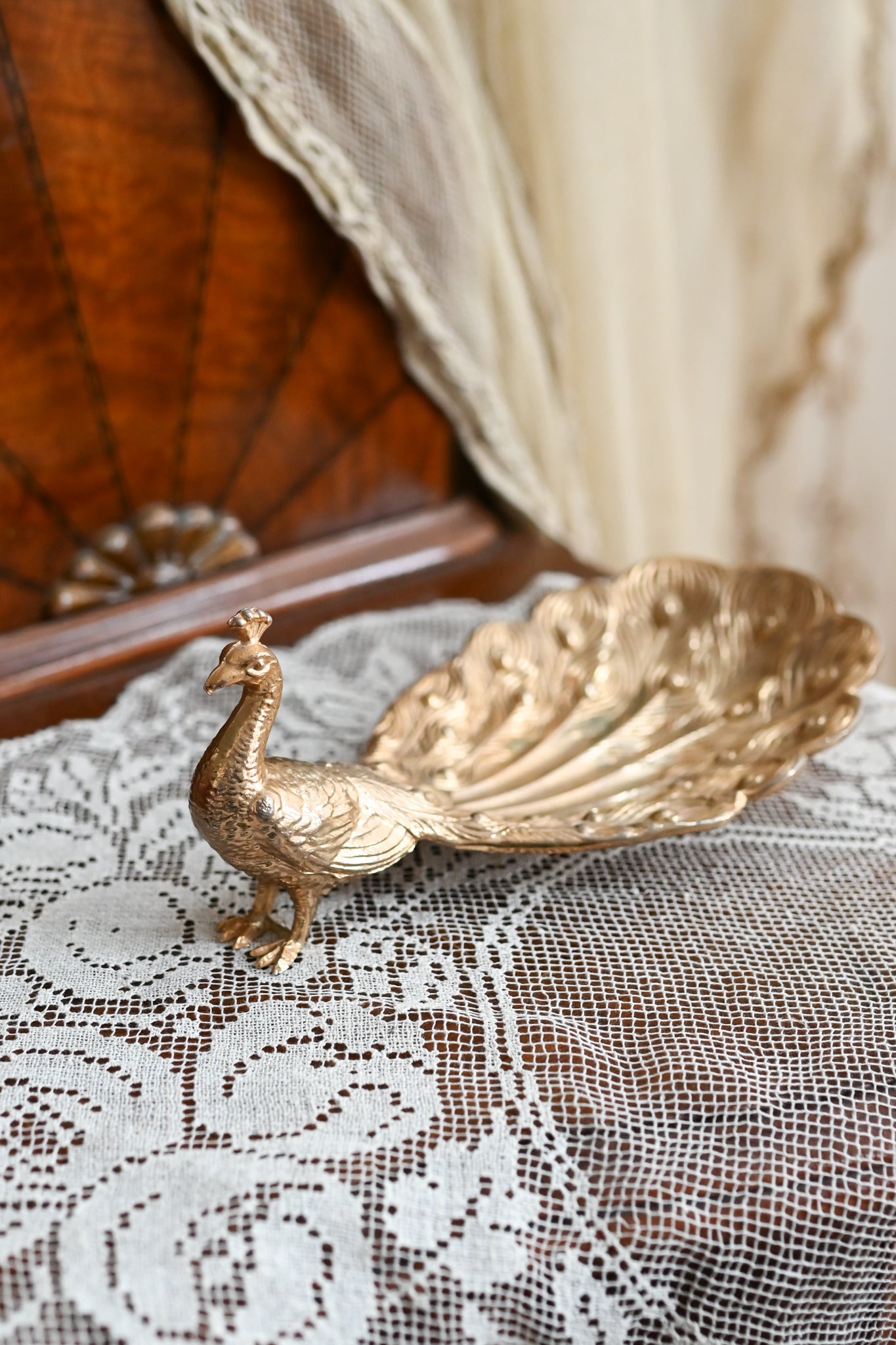 Midcentury Brass Peacock Catchalls