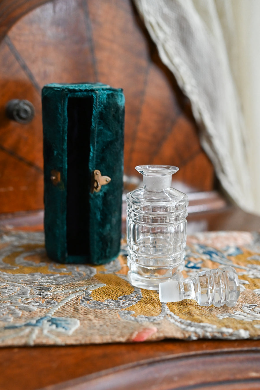 Antique Cut Crystal Perfume Bottle with Original Box