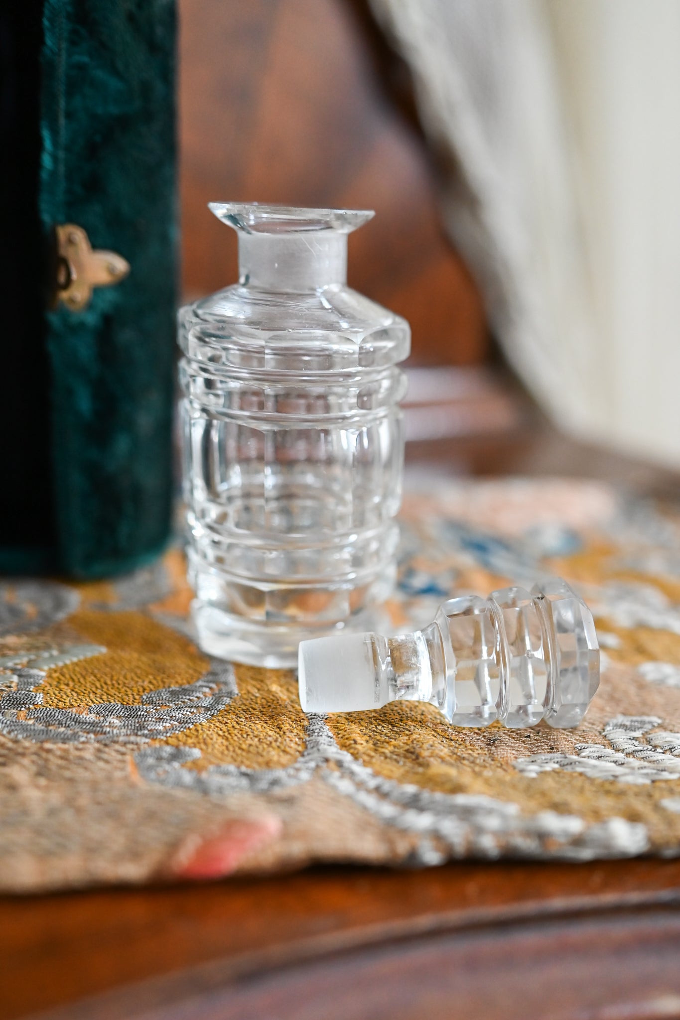 Antique Cut Crystal Perfume Bottle with Original Box