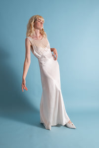 1930s Ivory Silk and Lace Gown [sm/med/lrg]