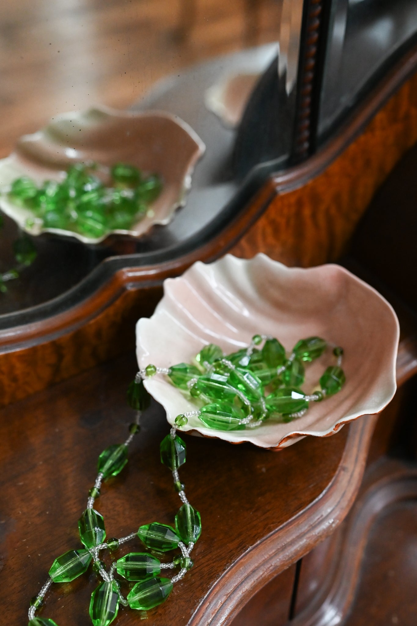 Antique Hand Painted Porcelain Orange Shell Catchalls