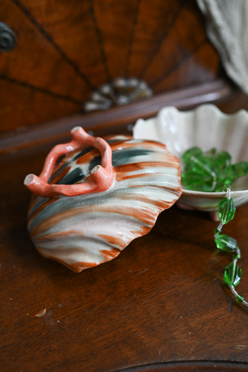 Antique Hand Painted Porcelain Orange Shell Catchalls