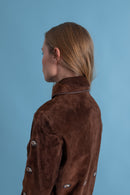 1970s Gucci Suede Jacket with Enameled Dog Studs [xs/sm]