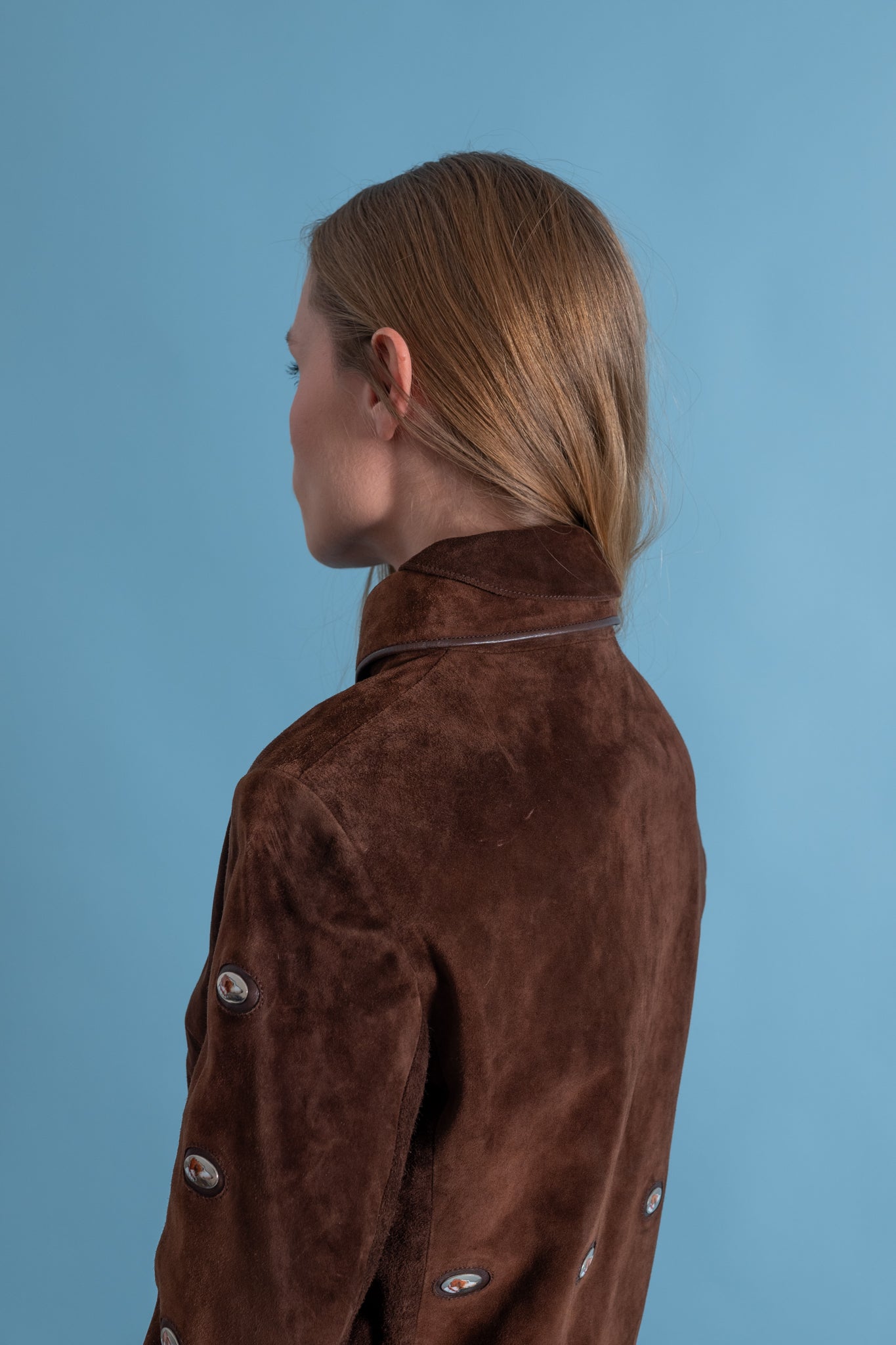 1970s Gucci Suede Jacket with Enameled Dog Studs [xs/sm]