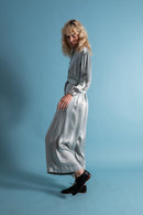 1930s Icy Blue Rayon Satin Trouser Set [sm/med]