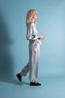 1930s Icy Blue Rayon Satin Trouser Set [sm/med]