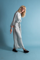 1930s Icy Blue Rayon Satin Trouser Set [sm/med]