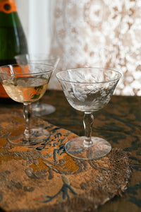 1930s Handblown Art Deco Champagne Coupes 4 Piece Set