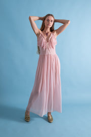 1930s Gathered Silk Chiffon Slip Dress [sm/med]