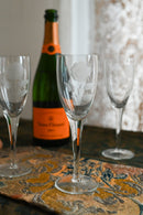 1920s Handblown Art Deco Floral Champagne Flutes 4 Piece Set