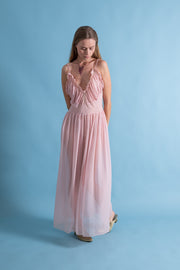 1930s Gathered Silk Chiffon Slip Dress [sm/med]