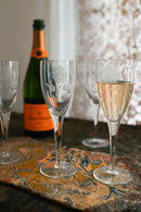 1920s Handblown Art Deco Floral Champagne Flutes 4 Piece Set