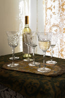 1900s Art Nouveau Thistle Etched Crystal Wine Glasses 6 Piece Set