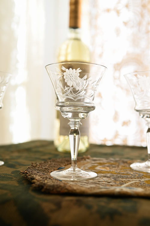 1930s Art Deco Hand Blown Dessert Wine Glasses Set of 4