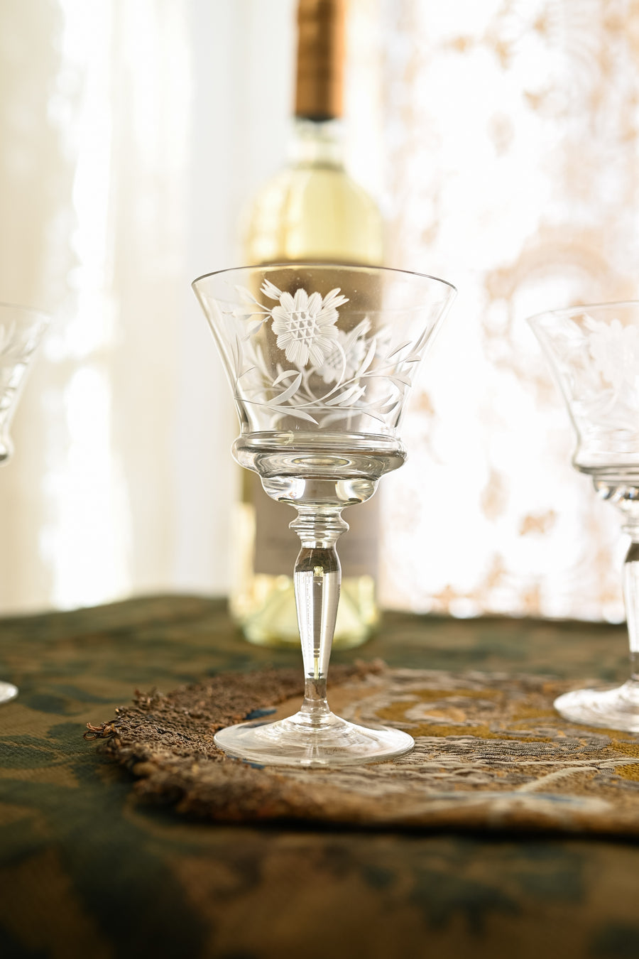1930s Art Deco Hand Blown Dessert Wine Glasses Set of 4