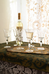 1930s Art Deco Hand Blown Wine Glasses Set of 6