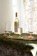 1930s Handblown Art Deco Pink + Green Glasses 4 Piece Set