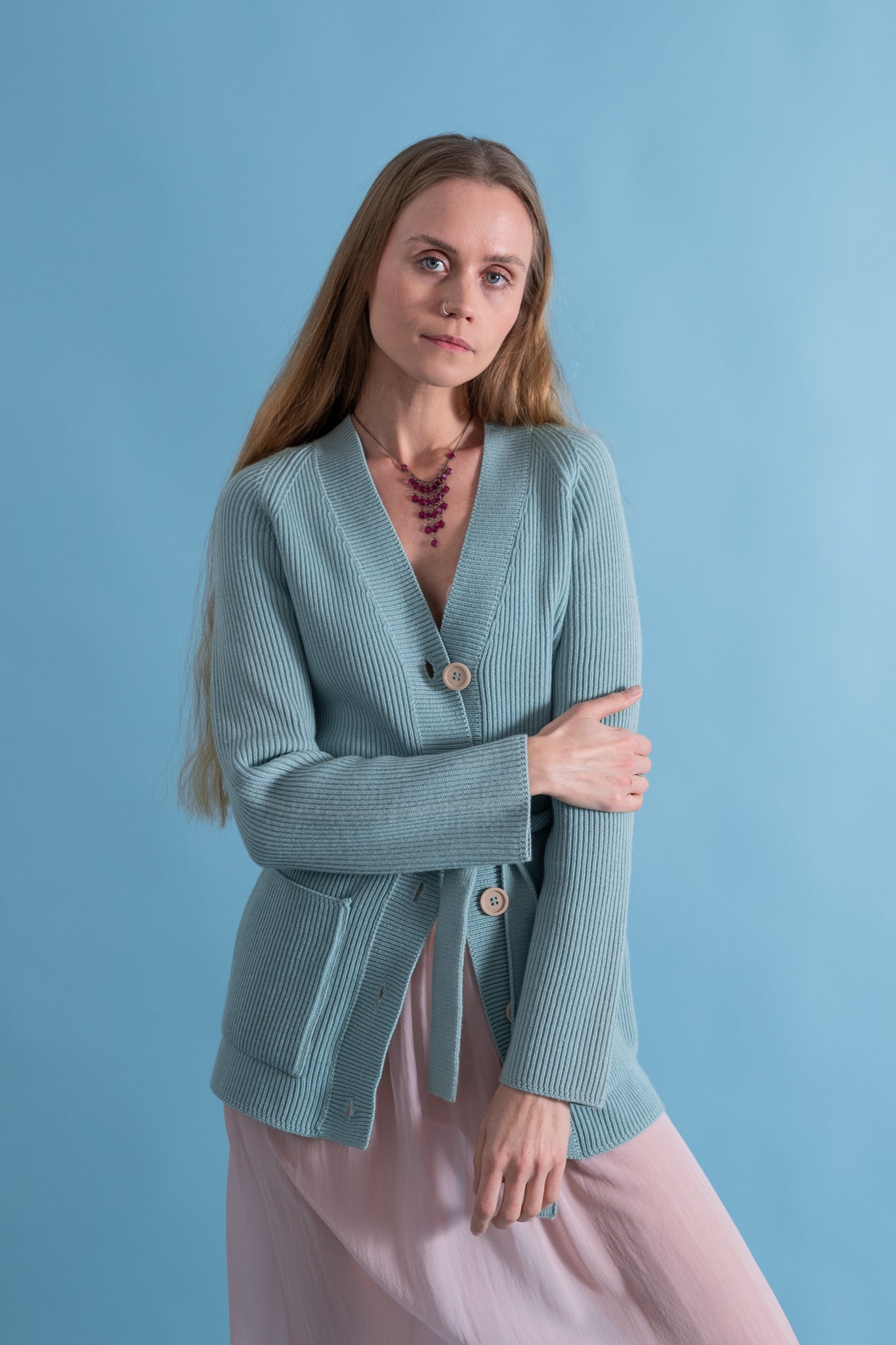 1970s Seafoam Wool Cardigan [xs/sm/med]