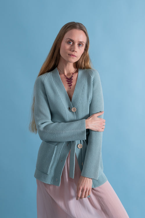 1970s Seafoam Wool Cardigan [xs/sm/med]
