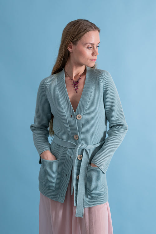 1970s Seafoam Wool Cardigan [xs/sm/med]