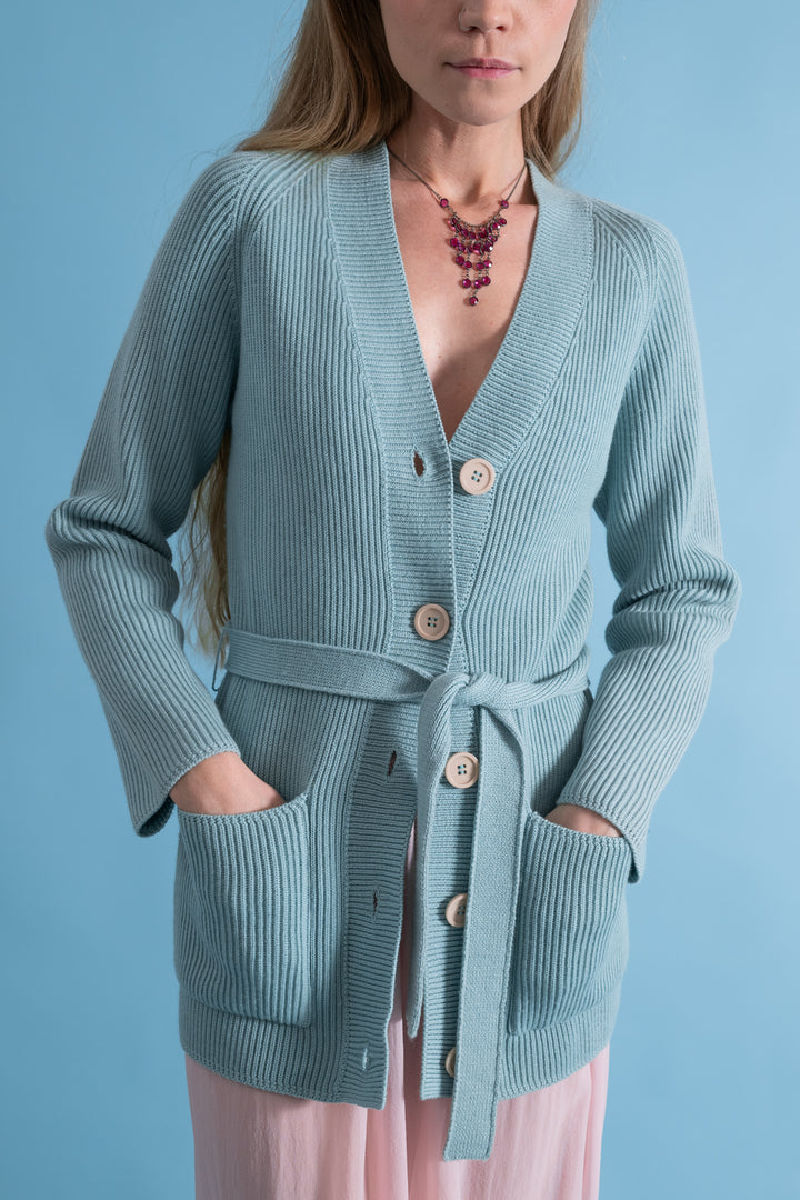 1970s Seafoam Wool Cardigan [xs/sm/med]