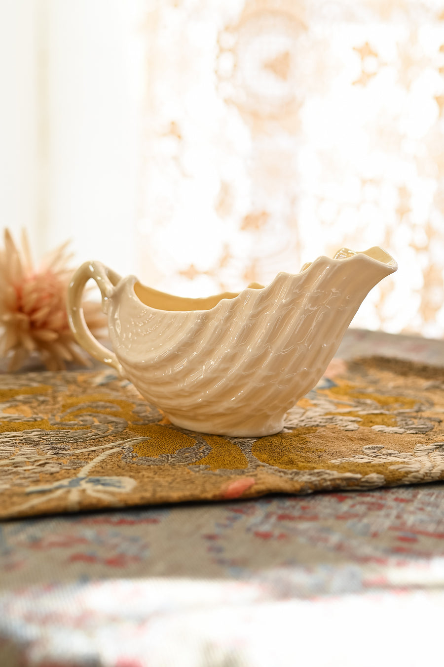 Midcentury Belleek Neptune Gravy Boat