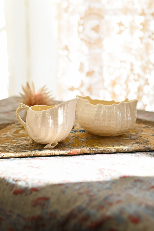 Midcentury Belleek Neptune Cream & Sugar Set