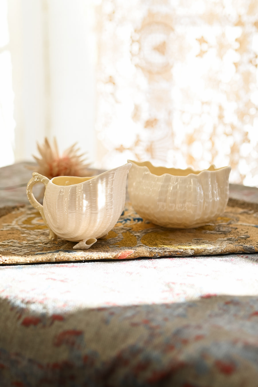 Midcentury Belleek Neptune Cream & Sugar Set