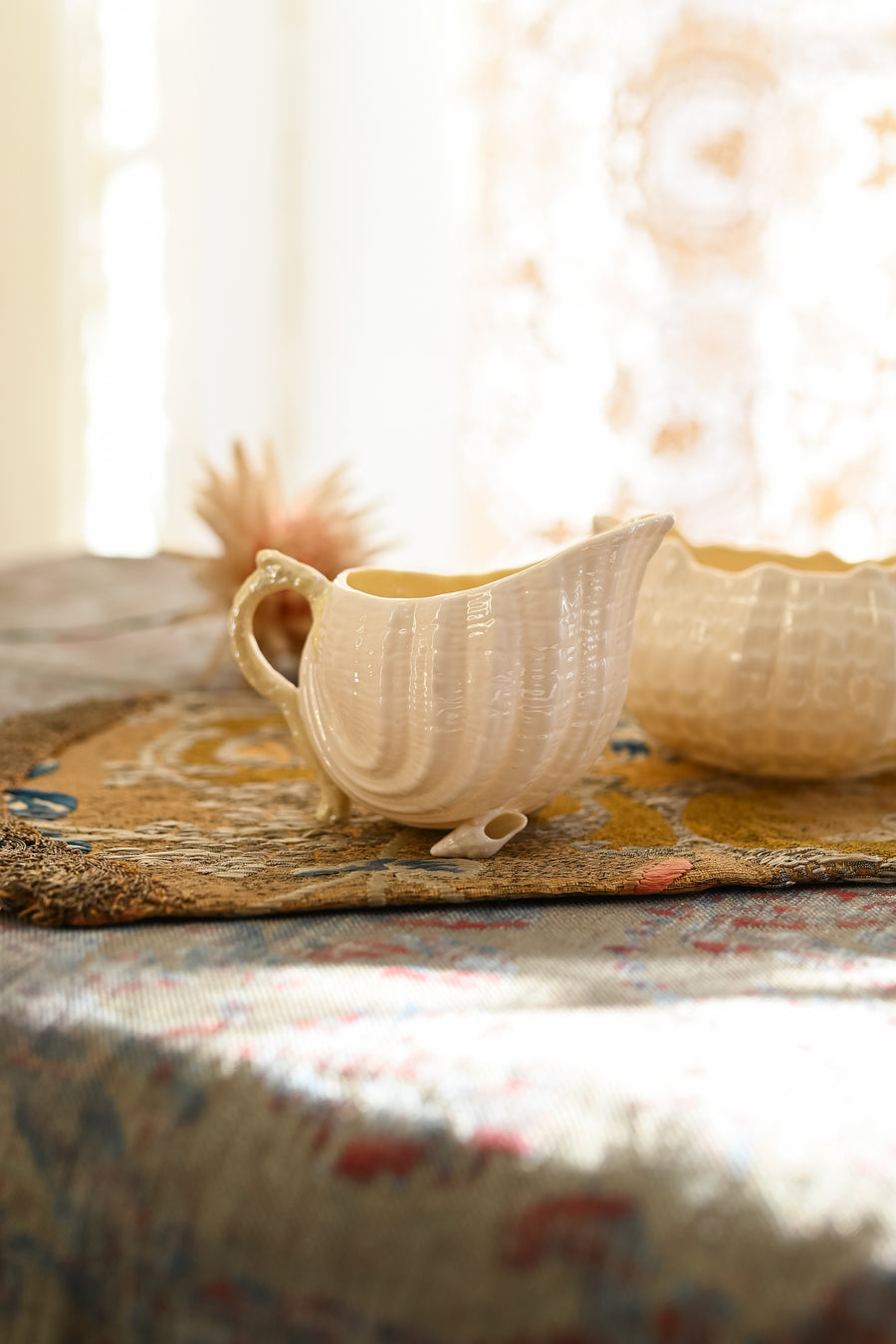 Midcentury Belleek Neptune Cream & Sugar Set
