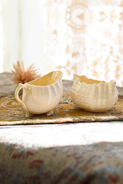 Midcentury Belleek Neptune Cream & Sugar Set