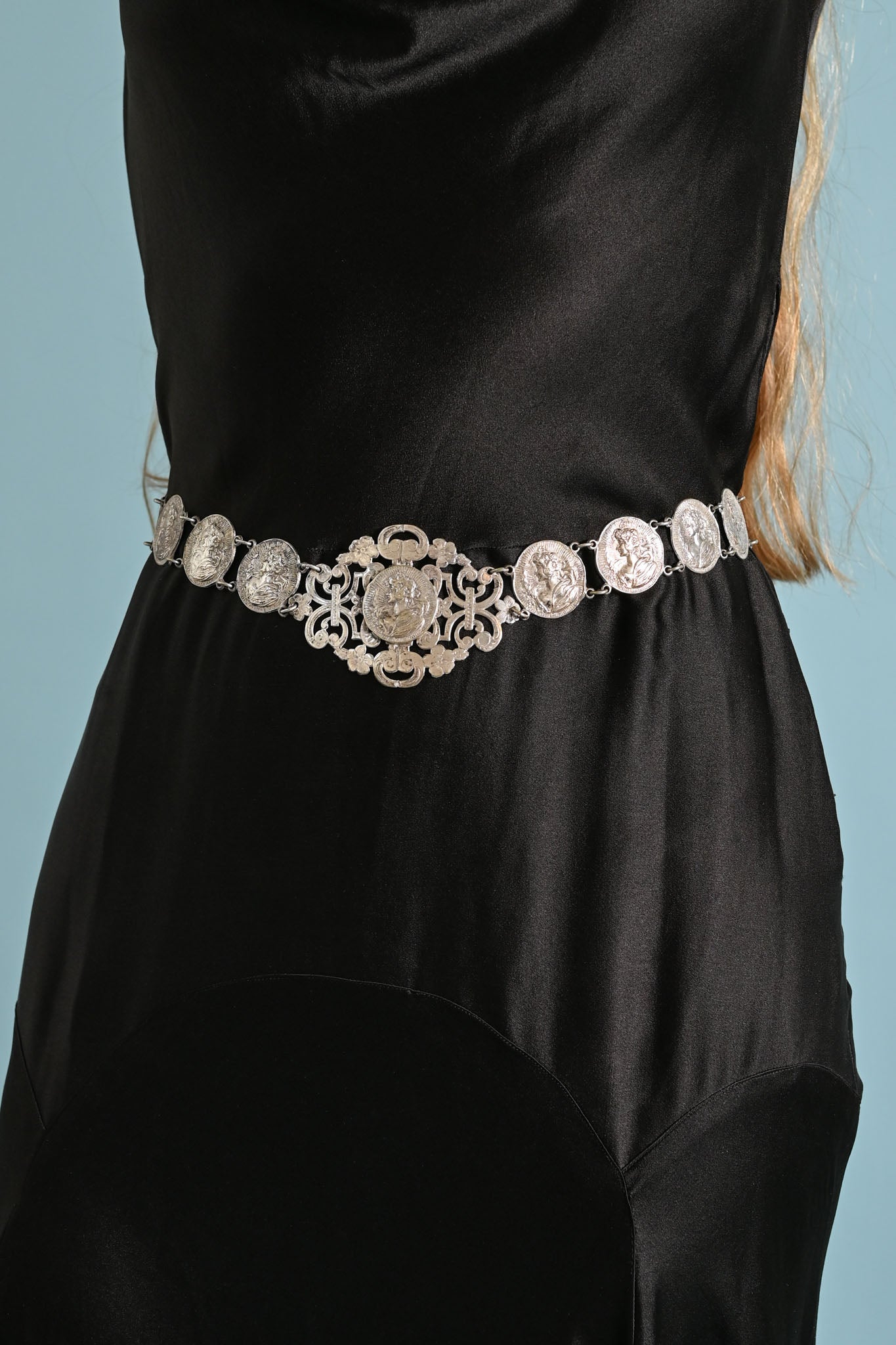 c1900 Art Nouveau Lady Chatelaine Belt [xs/sm]