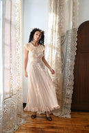 Demetra's Silk Georgette Appliqué Gown