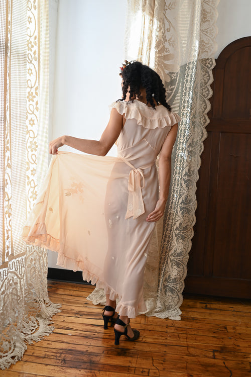 Demetra's Silk Georgette Appliqué Gown
