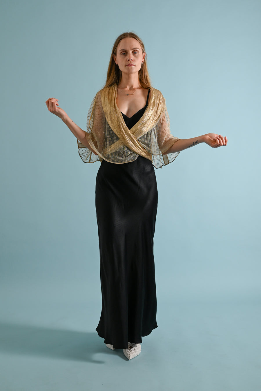 1930s Gold Lamé Net Capelet Wrap [OS]