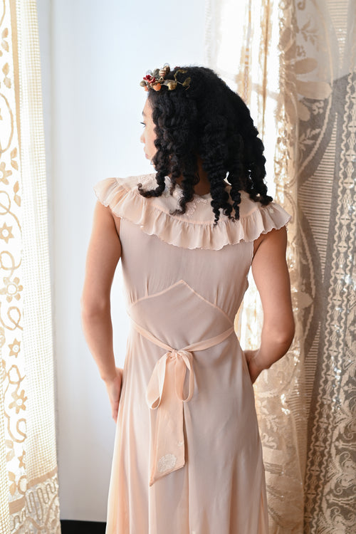 Demetra's Silk Georgette Appliqué Gown