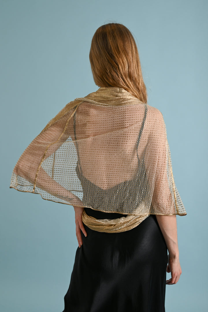 1930s Gold Lamé Net Capelet Wrap [OS]