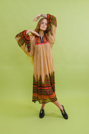 1970s Ritu Kumar for Judith Ann Silk Dress [xs/sm/med]