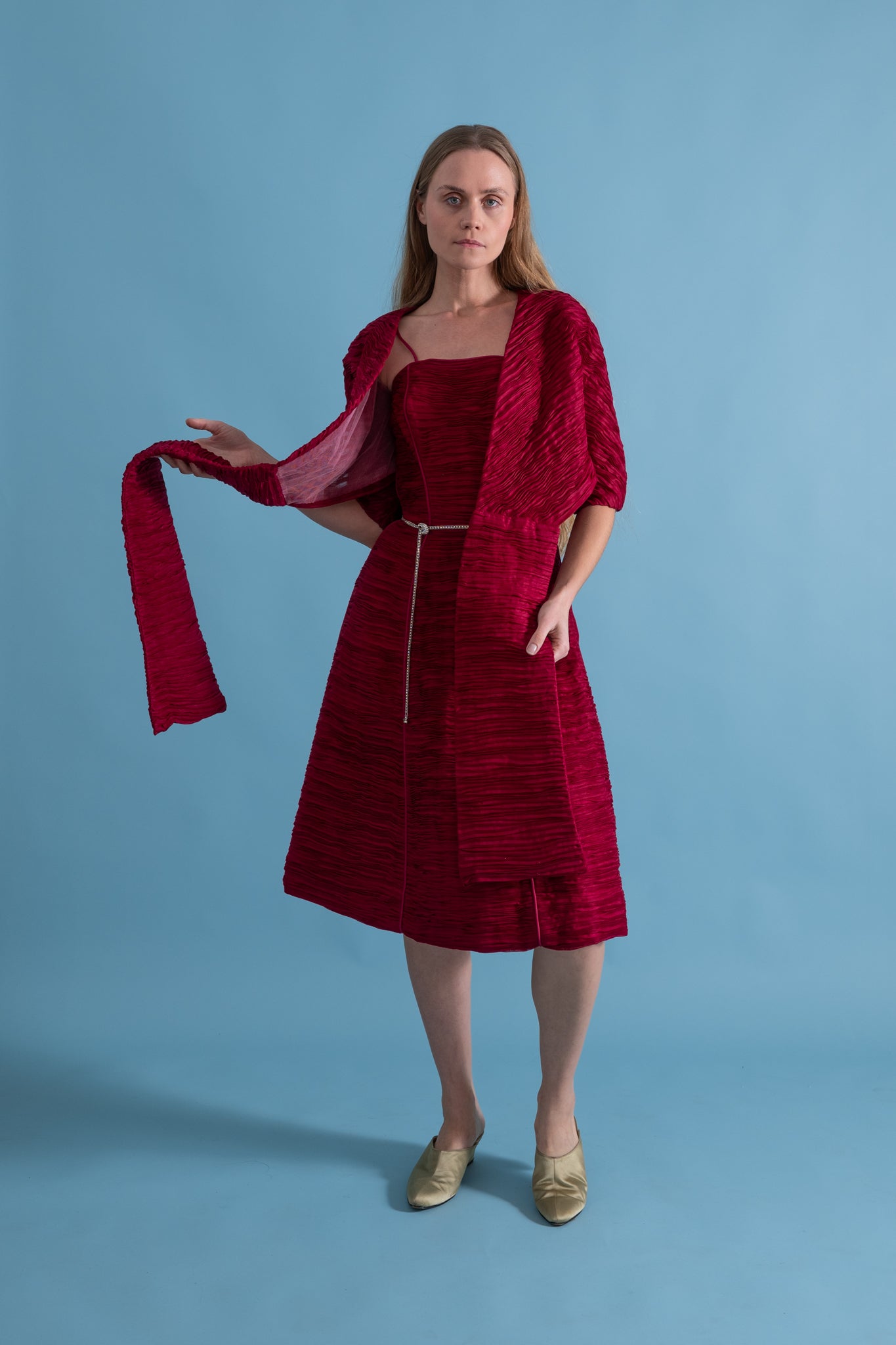 1960s Sybil Connolly Couture Micropleated Ensemble [xs/sm]