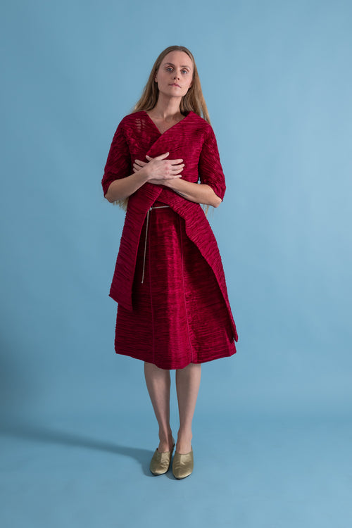 1960s Sybil Connolly Couture Micropleated Ensemble [xs/sm]