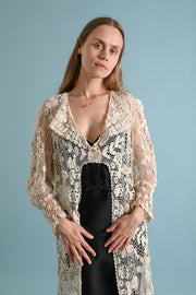 1900s Irish Crochet Cutout Duster Jacket [sm/med/lrg]