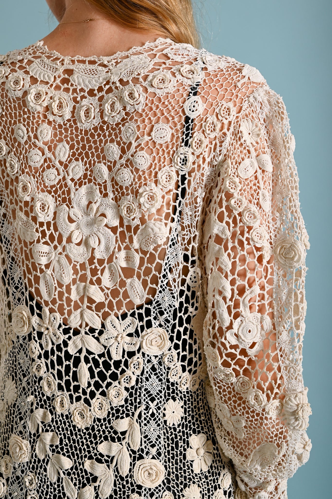 1900s Irish Crochet Cutout Duster Jacket [sm/med/lrg]