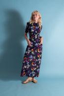 1930s Deco Floral Linen Beach Gown and Jacket [xs/sm]
