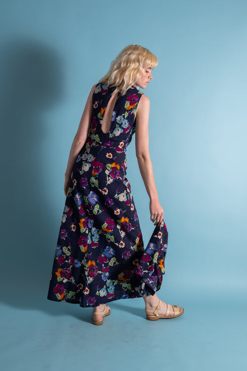 1930s Deco Floral Linen Beach Gown and Jacket [xs/sm]