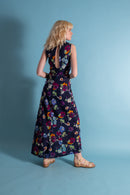 1930s Deco Floral Linen Beach Gown and Jacket [xs/sm]