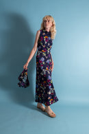 1930s Deco Floral Linen Beach Gown and Jacket [xs/sm]