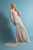 Antique Battenberg Lace Trained Bridal Gown [xs/sm]